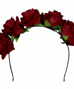 Diadeem bordeaux rode rozen dotd