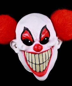 Horror clown rubber masker wit met rood haard