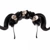 Deluxe demon diadeem schedels en zwarte bloemen