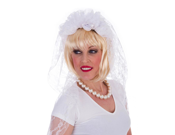 Bruidssluier wit lange kant