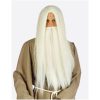 Tovenaars baard en pruik set sluik lang wit haar