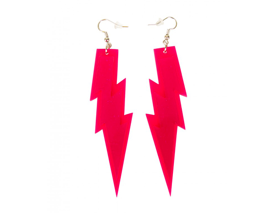Oorbellen donderslag fluo roze