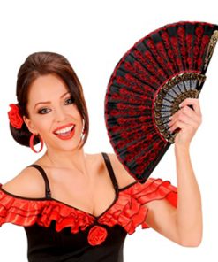 Spaanse waaier zwart rood