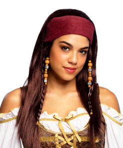 Piratenpruik unisex met bandana en kralen