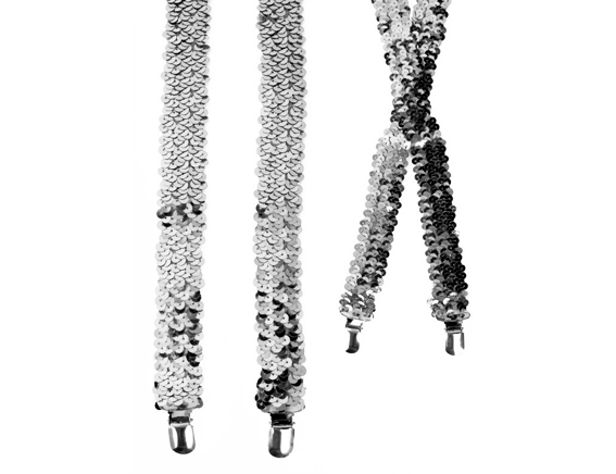 Bretellen pailletten rekker zilver