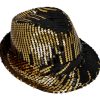 Kojak pailletten hoed zwart en goud mix