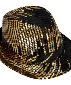 Kojak pailletten hoed zwart en goud mix