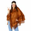 poncho suede bruintint hippie/indiaan