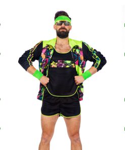 Retro jogger zwart fluo graffiti print