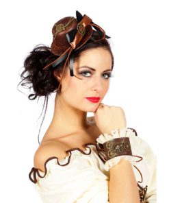 Steampunk set clipon hoedje en  cuffs