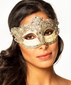 Gala masker wit zilver 