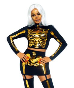 Gouden skelet top en rok met kousen