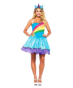 unicorn regenboog blauwe jurk