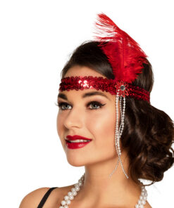Charleston bandje pailletten rood deluxe