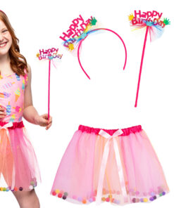 Happy birthday verkleedset tutu en diadeem en toverstok