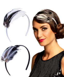 diadeem pluimpje charleston wit of zwart