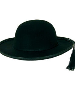 Zwarte pater damiaan hoedje met flosh