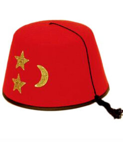 Fez hoedje rood met flosh