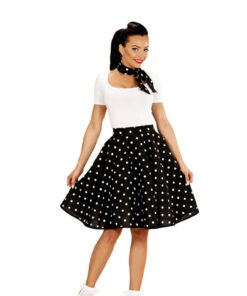 Polka dot rok en sjaaltje zwart wit