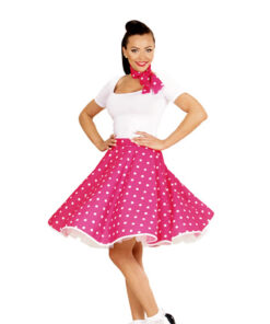 Polka dot rok en sjaaltje roze wit