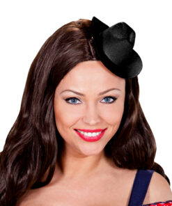Mini western cowboyhoed met haarclips zwart