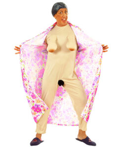 Flasher granny flodder bloemenschort en naaktpak