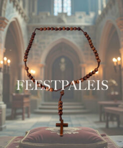 Paternoster kruis lang bidparels bruin