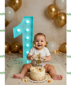 1  Lichtgevende letter/cijfer voorbeeld  voor cake smash met baby