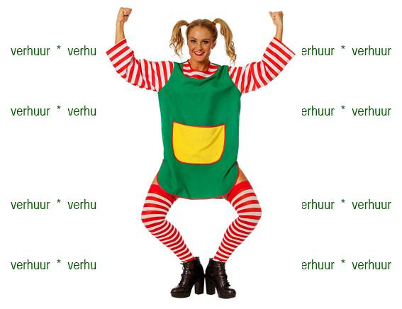 Pipi langkous jurk groen geel