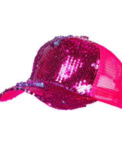 Paillettenpet roze zilver