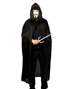 Cape zwart unisize unisex met kap