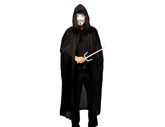 Cape zwart unisize unisex met kap