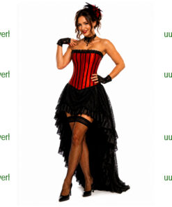 Burlesque saloongirl korset en rok gelijnd