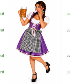 Tirol dirndl paars wit folklore met schortje