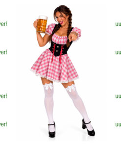 Tirol dirndl roze geruit