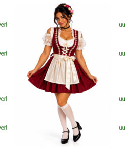 Tirol dirndl bordeaux met schortje