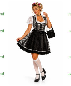 Tirol dirndl zwart wit met schortje