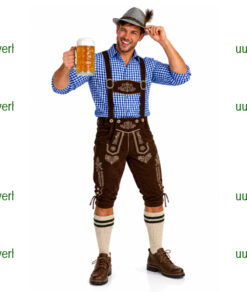 Tiroler donkerbruine lederhose blauw
